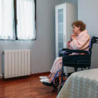 Lady inside nursing home room